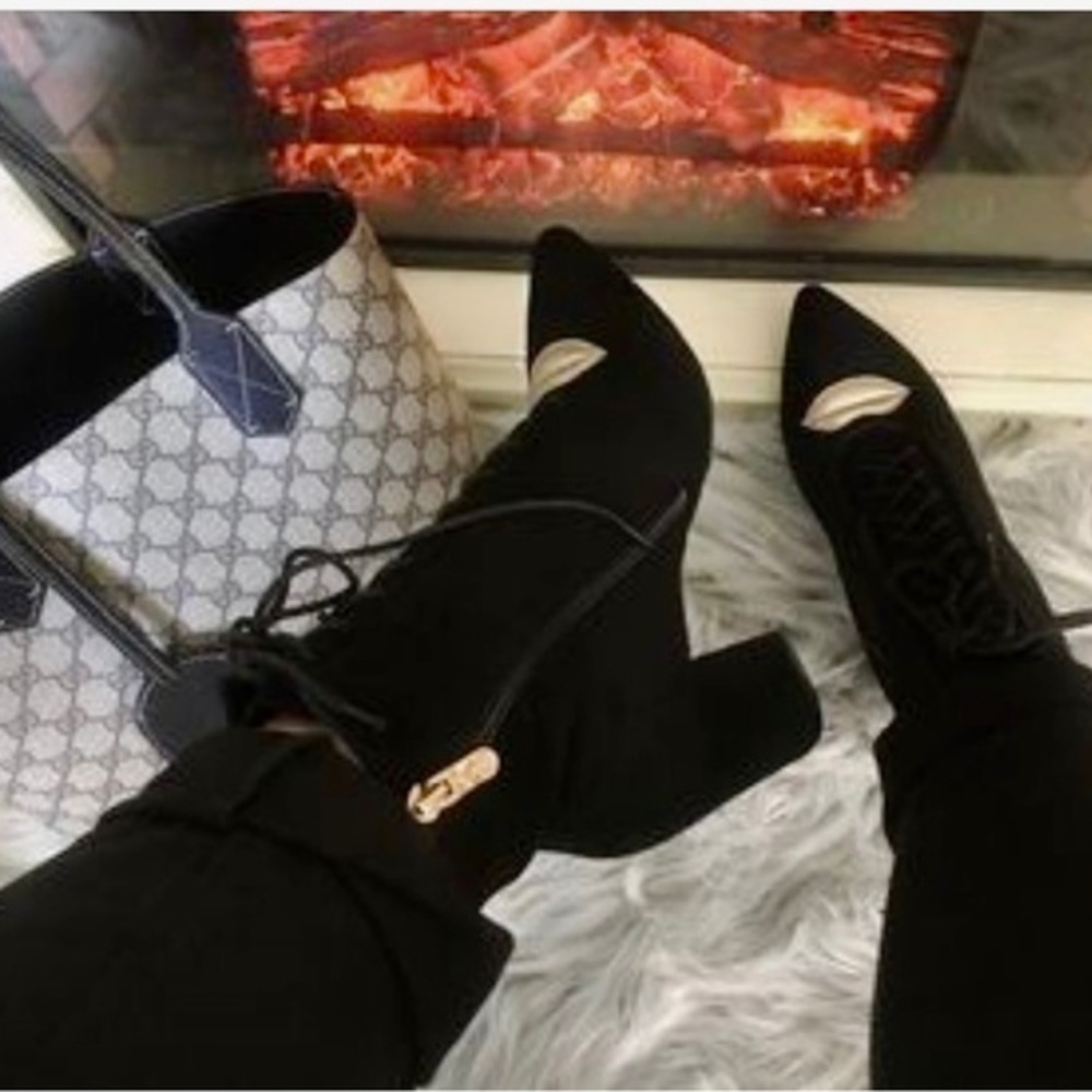 Kiss My Lips Black Gold Booties